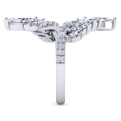 18K White Gold Diamond Bypass Ring