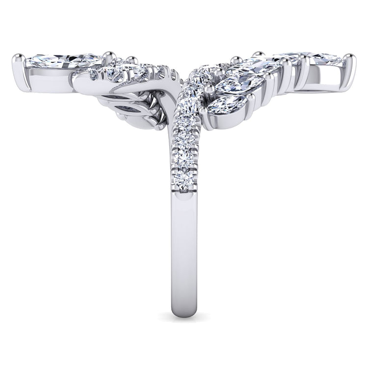 18K White Gold Diamond Bypass Ring