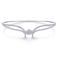 18K White Gold Diamond Choker Necklace with Floral Center