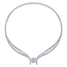 18K White Gold Diamond Choker Necklace with Floral Center - 4.67 ct