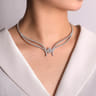 18K White Gold Diamond Choker Necklace with Floral Center - 4.67 ct