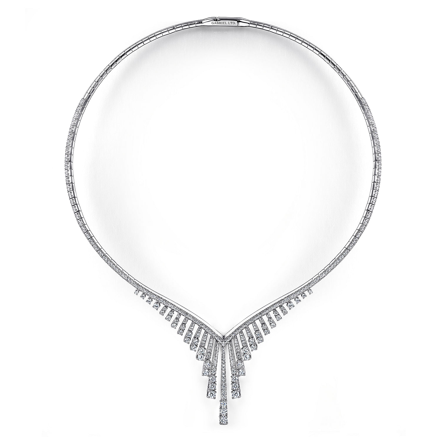 18K White Gold Diamond Choker Necklace - 4.57 ct - Shot 3