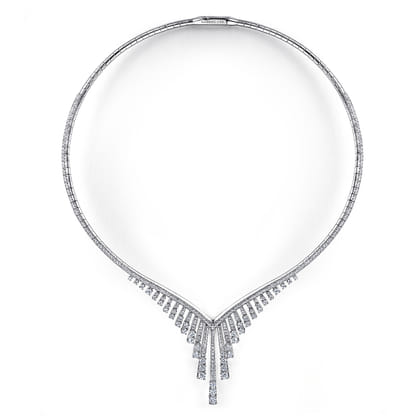 18K White Gold Diamond Choker Necklace
