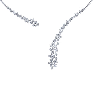 18K White Gold Diamond Cluster Open Choker Necklace