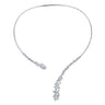 18K White Gold Diamond Cluster Open Choker Necklace - 3.5 ct