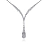 18K White Gold Diamond Cluster Teardrop and Chevron Necklace - 2.91 ct