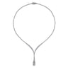 18K White Gold Diamond Cluster Teardrop and Chevron Necklace - 2.91 ct
