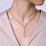 18K White Gold Diamond Cluster Teardrop and Chevron Necklace - 2.91 ct