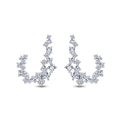 18K White Gold Diamond Constellation Bypass Hoop Earrings