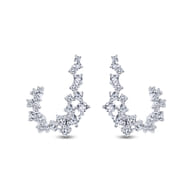 18K White Gold Diamond Constellation Bypass Hoop Earrings