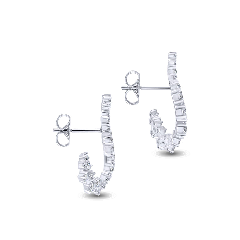 18K White Gold Diamond Constellation Bypass Hoop Earrings - 1.6 ct - Shot 3