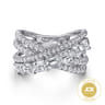 18K White Gold Diamond Criss Cross Ladies Ring - 2.2 ct