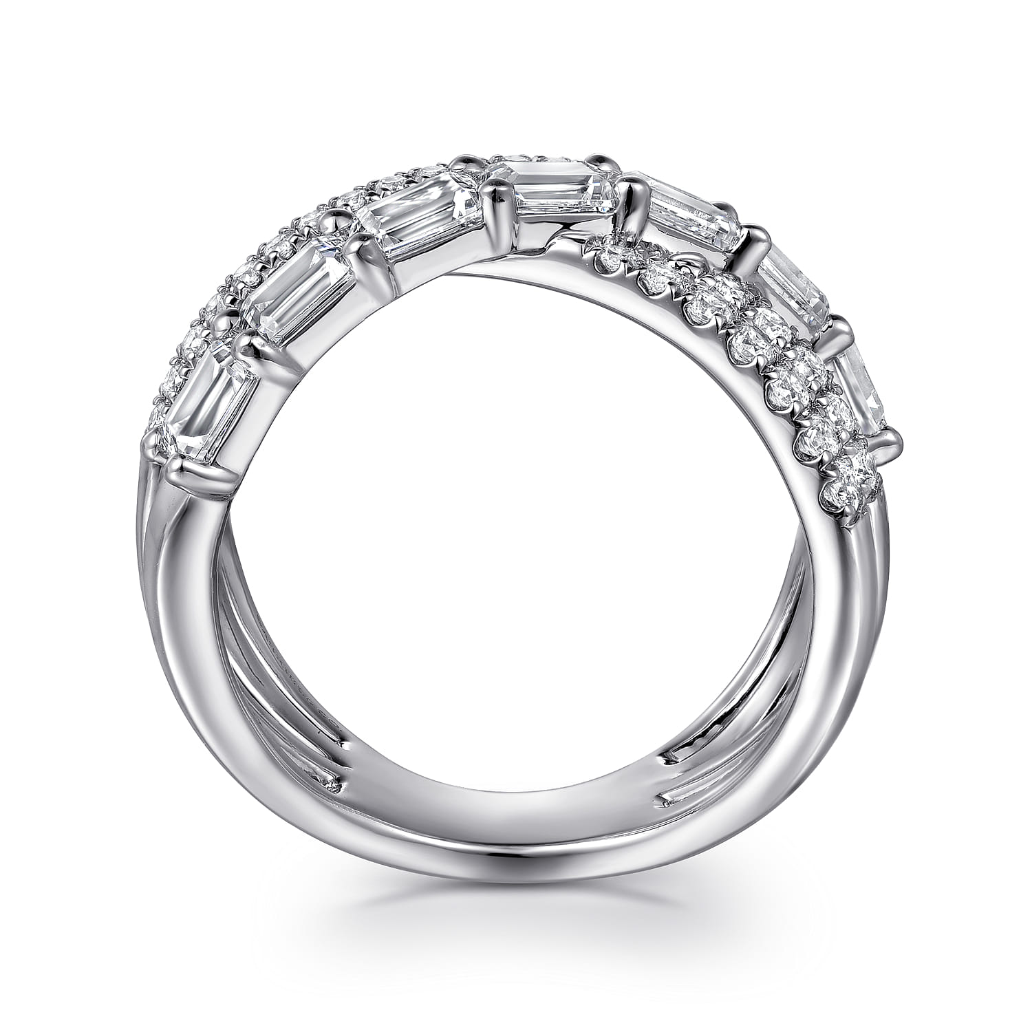 18K White Gold Diamond Criss Cross Ladies Ring - 2.2 ct - Shot 2