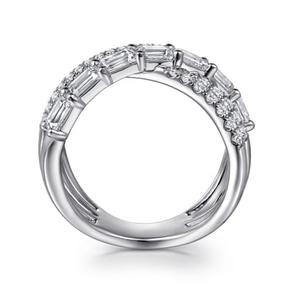 18K White Gold Diamond Criss Cross Ladies Ring