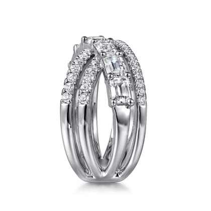 18K White Gold Diamond Criss Cross Ladies Ring