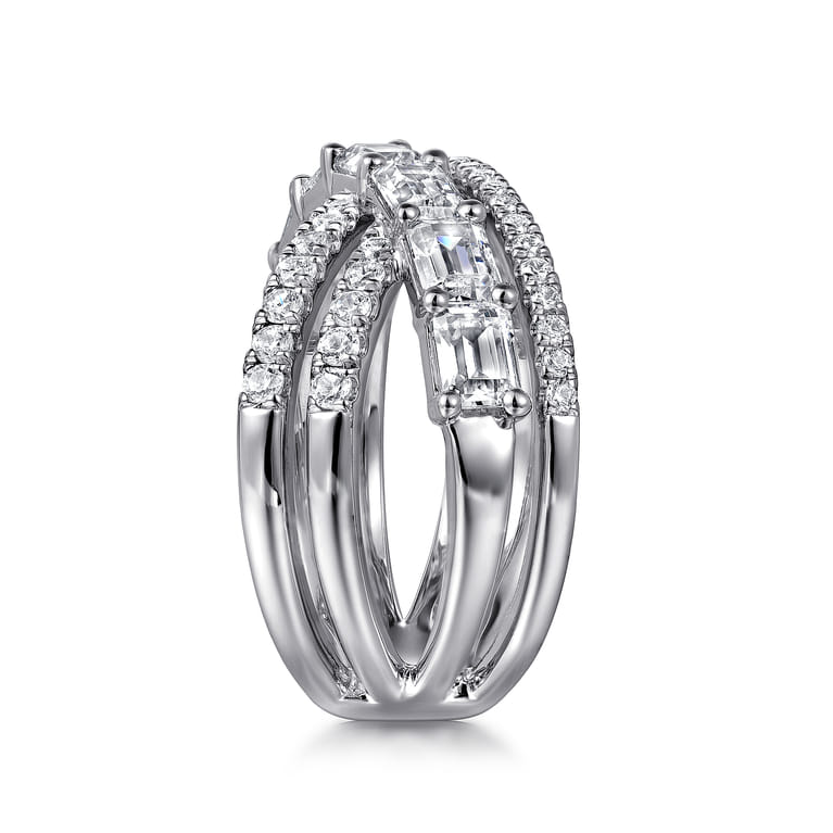 18K White Gold Diamond Criss Cross Ladies Ring - 2.2 ct - Shot 4