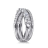 18K White Gold Diamond Criss Cross Ladies Ring - 2.2 ct