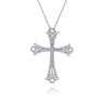 18K White Gold Diamond Cross Pendant Necklace - 1.6 ct