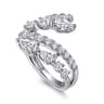 18K White Gold Diamond Double Row Bypass Ladies Ring - 1.5 ct