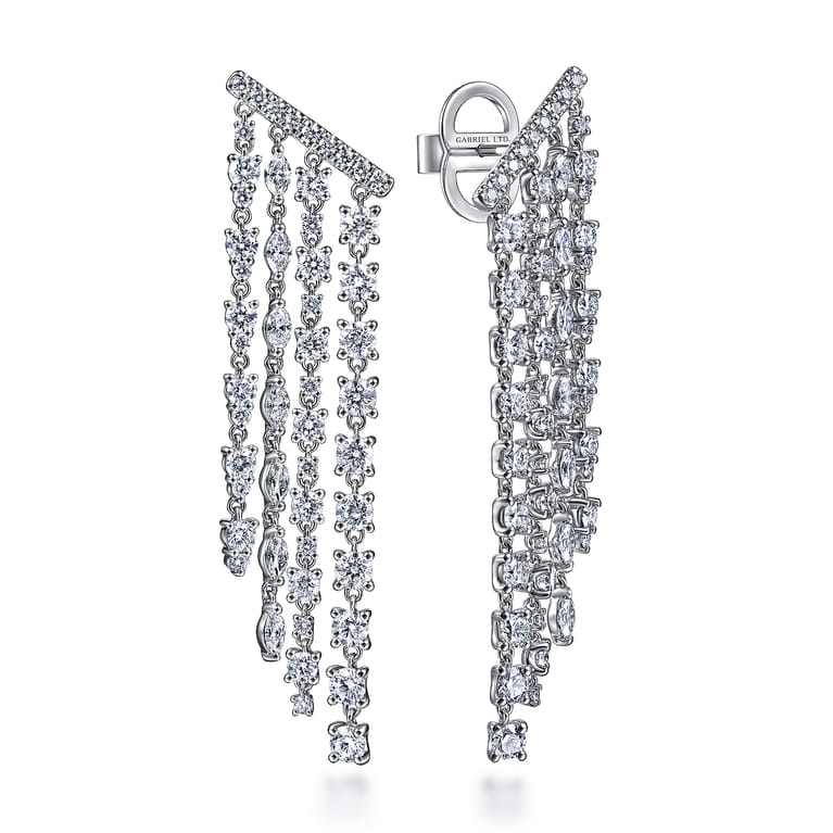 18K White Gold Diamond Drop Earrings - 5.1 ct - Shot 1