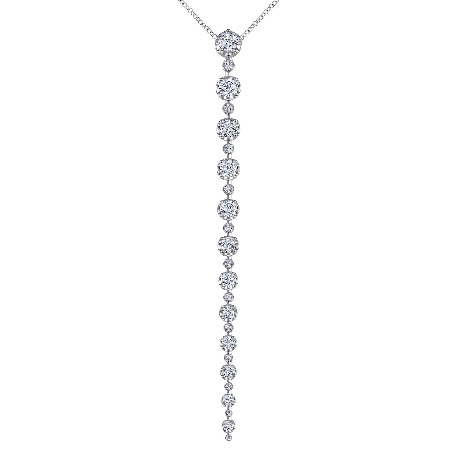 18K White Gold Diamond Drop Necklace - 2.71 ct - Shot 1