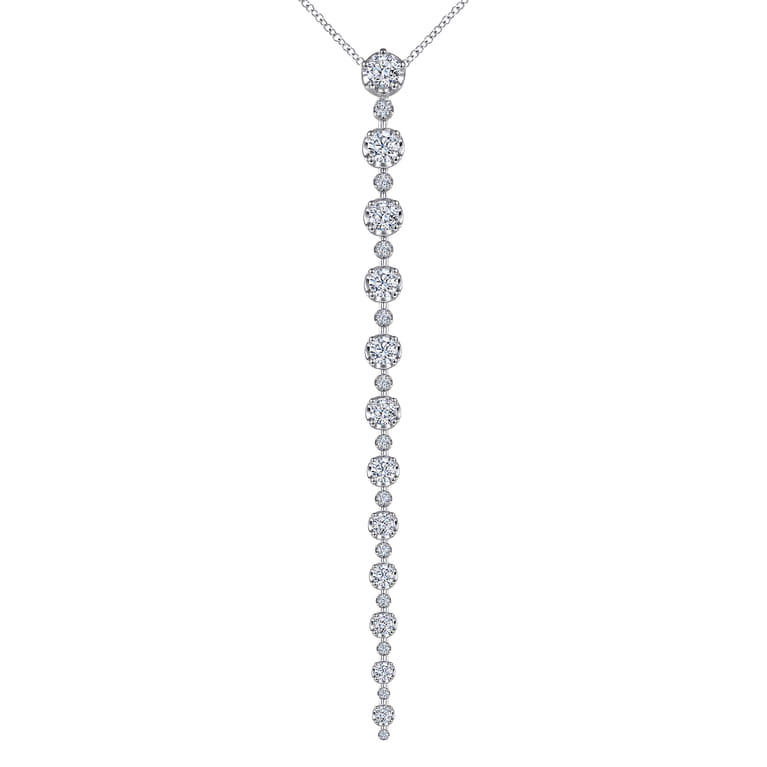 18K White Gold Diamond Drop Necklace - 2.71 ct - Shot 1