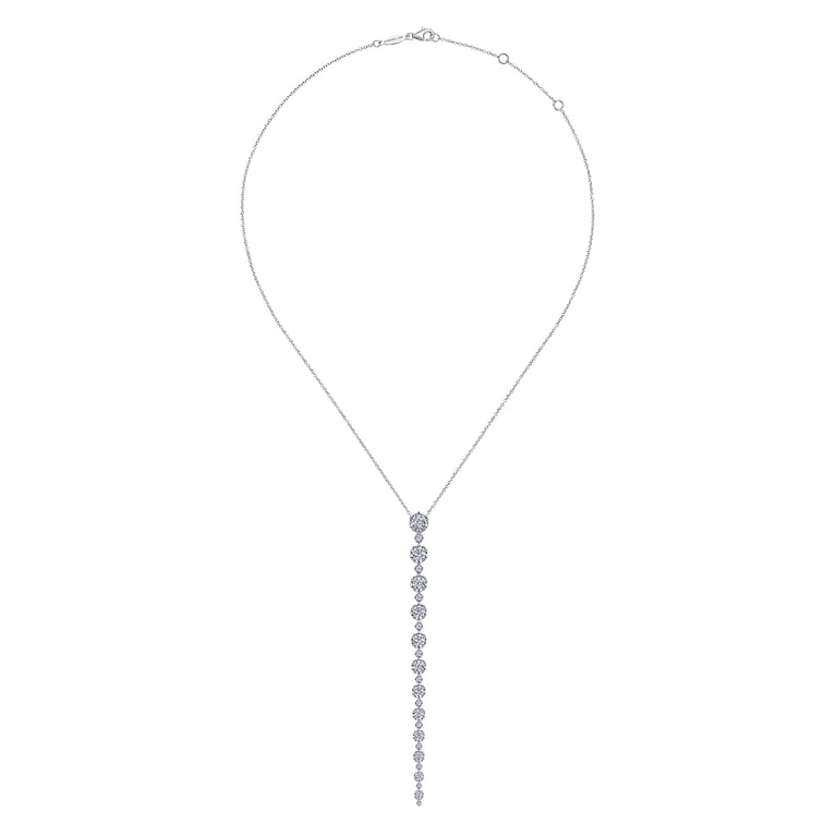 18K White Gold Diamond Drop Necklace - 2.71 ct - Shot 2