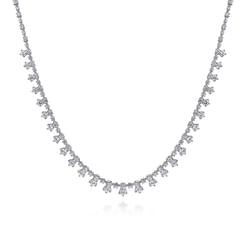 18K White Gold Diamond Drops Necklace