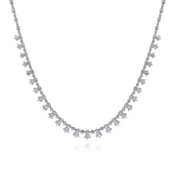 18K White Gold Diamond Drops Necklace