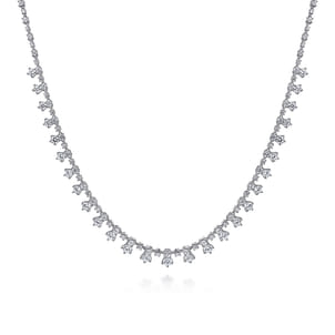 18K White Gold Diamond Drops Necklace