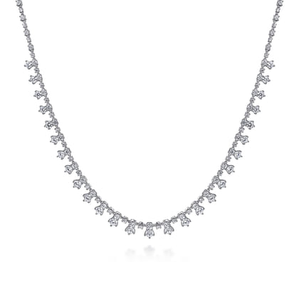 18K White Gold Diamond Drops Necklace