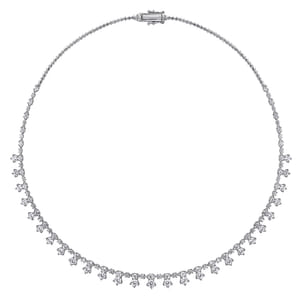 18K White Gold Diamond Drops Necklace
