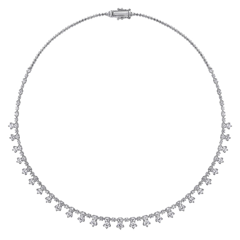 18K White Gold Diamond Drops Necklace - 7.21 ct - Shot 2