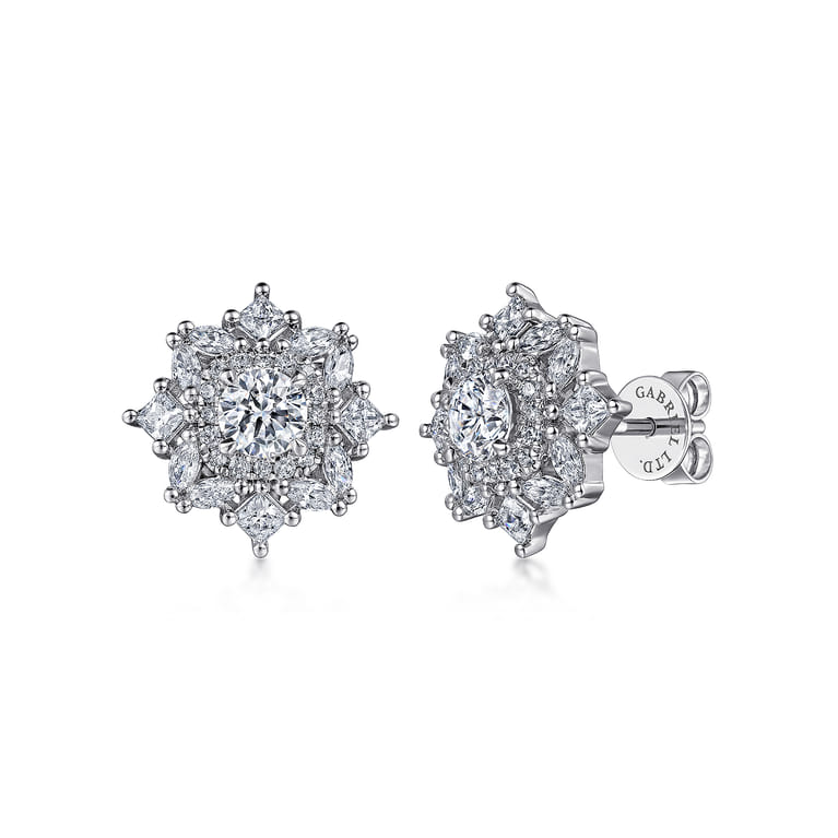 18K White Gold Diamond Earrings - 1.05 ct - Shot 1