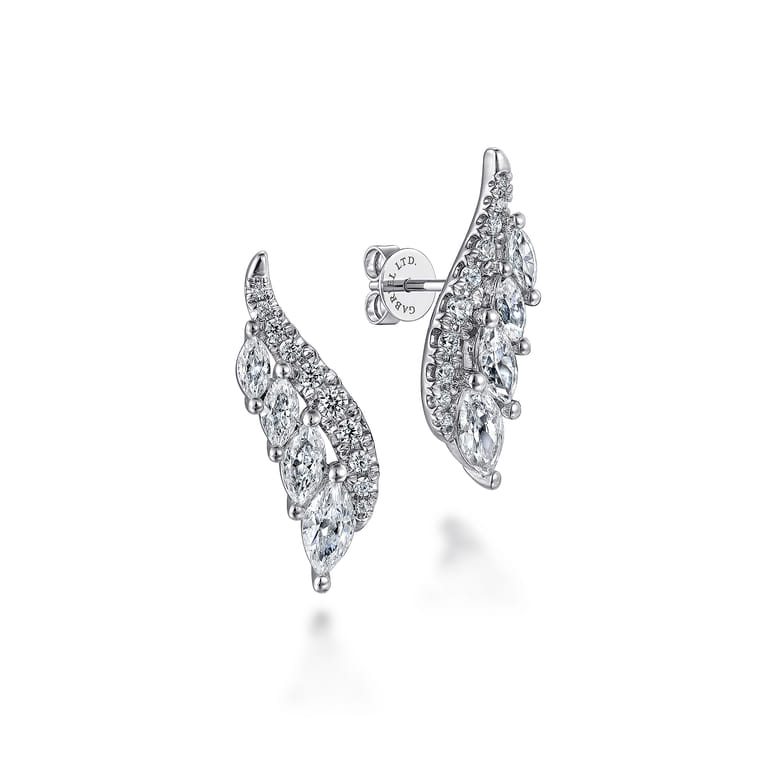 18K White Gold Diamond Earrings - 2 ct - Shot 1