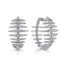 18K White Gold Diamond Fishbone Intricate Hoop Earrings - 2.2 ct