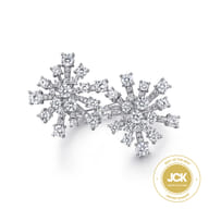 18K White Gold Diamond Floral Open Ladies Ring