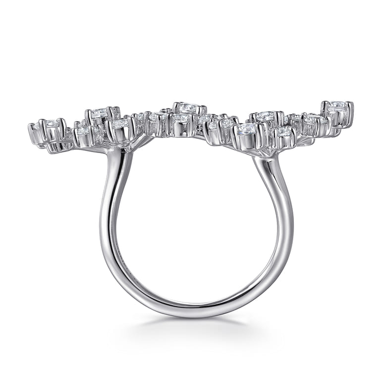 18K White Gold Diamond Floral Open Ladies Ring - 2.5 ct - Shot 2