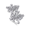 18K White Gold Diamond Floral Open Ladies Ring - 2.5 ct
