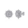 18K White Gold Diamond Halo Stud Earrings - 1.8 ct