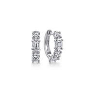 18K White Gold Diamond Huggie Earrings