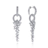 18K White Gold Diamond Huggies with Cascading Cluster Drops - 2 ct