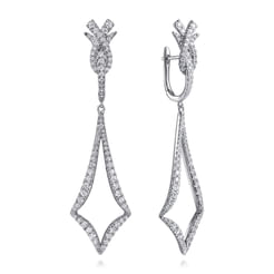 18K White Gold Diamond Kite Drop Huggies