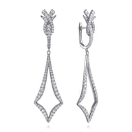 18K White Gold Diamond Kite Drop Huggies