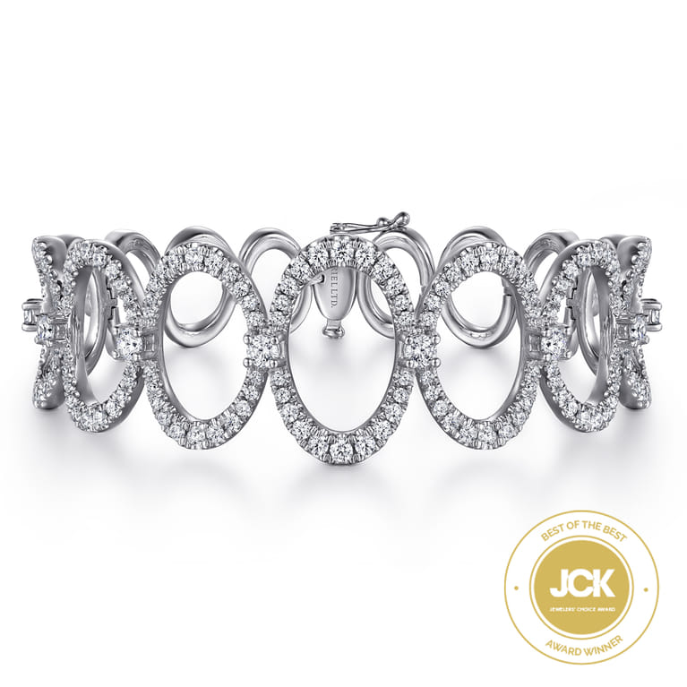18K White Gold Diamond Link Bangle - 3.21 ct - Shot 1