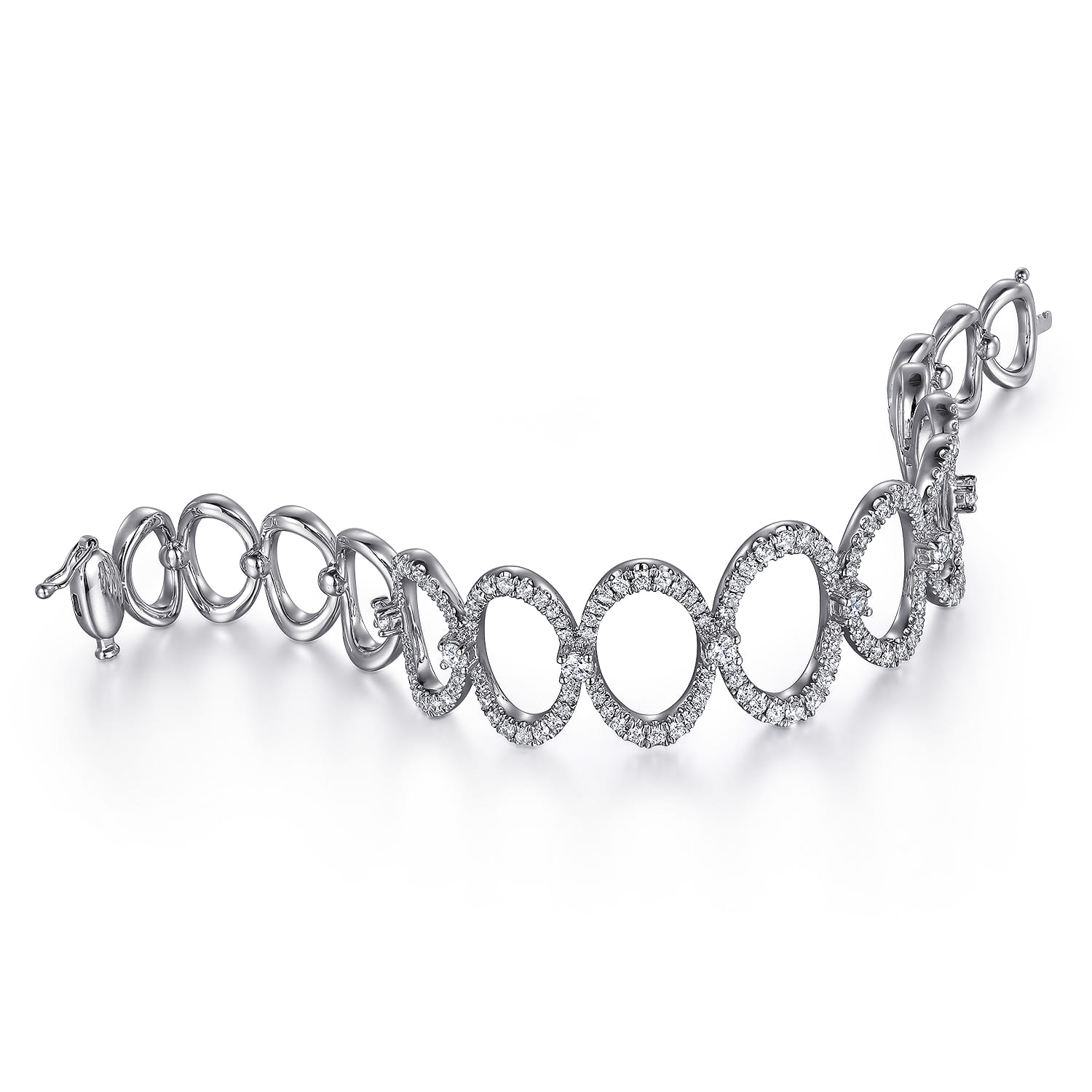 18K White Gold Diamond Link Bangle - 3.21 ct - Shot 2