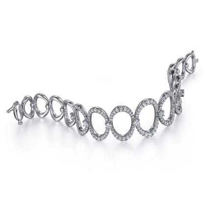 18K White Gold Diamond Link Bangle