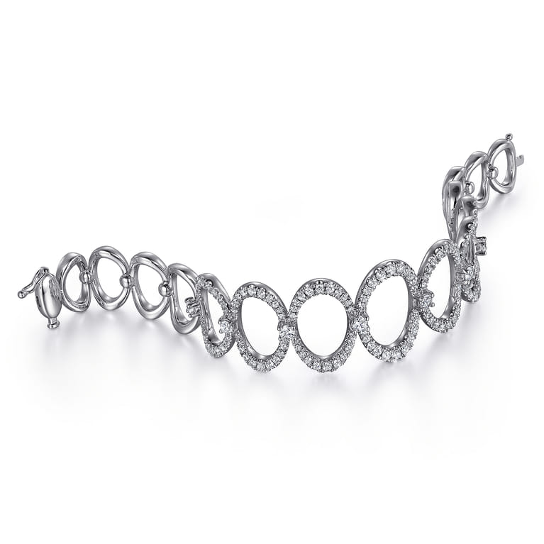 18K White Gold Diamond Link Bangle - 3.21 ct - Shot 2