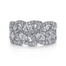 18K White Gold Diamond Marquise Pattern Wide Band Ring - 1.5 ct
