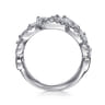 18K White Gold Diamond Marquise Pattern Wide Band Ring - 1.5 ct
